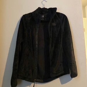 black fuzzy north face jacket - size XS
